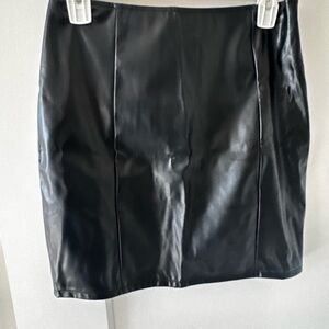 SHEIN Black Faux Leather Midi Skirt